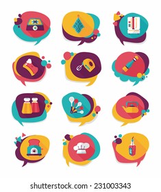 Kitchenware badge flat banner design background set, eps10