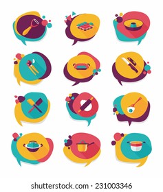 Kitchenware badge flat banner design background set, eps10