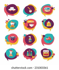 Kitchenware badge flat banner design background set, eps10