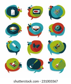 Kitchenware badge flat banner design background set, eps10