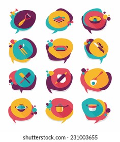 Kitchenware badge flat banner design background set, eps10