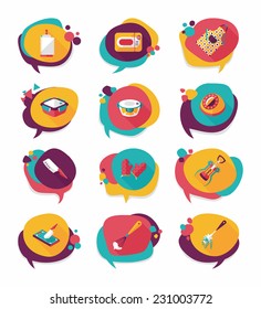 Kitchenware badge flat banner design background set, eps10
