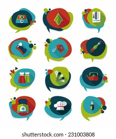 Kitchenware badge flat banner design background set, eps10