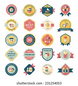 Kitchenware badge flat banner design background set, eps10