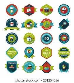 Kitchenware badge flat banner design background set, eps10