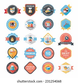 Kitchenware badge flat banner design background set, eps10