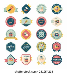 Kitchenware badge flat banner design background set, eps10