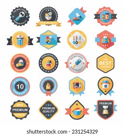 Kitchenware badge flat banner design background set, eps10