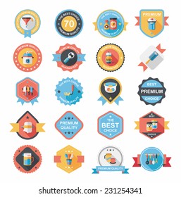 Kitchenware badge flat banner design background set, eps10