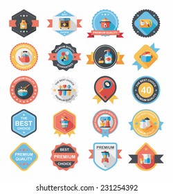 Kitchenware badge flat banner design background set, eps10