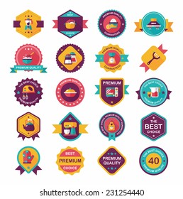 Kitchenware badge flat banner design background set, eps10