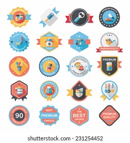 Kitchenware badge flat banner design background set, eps10