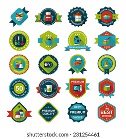 Kitchenware badge flat banner design background set, eps10