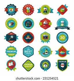 Kitchenware badge flat banner design background set, eps10
