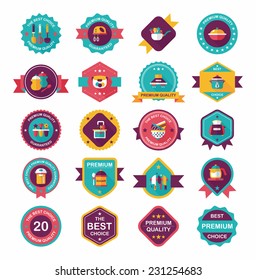Kitchenware badge flat banner design background set, eps10