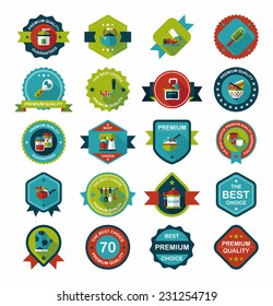 Kitchenware badge flat banner design background set, eps10