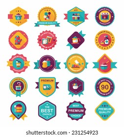 Kitchenware badge flat banner design background set, eps10