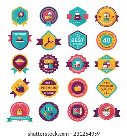 Kitchenware badge flat banner design background set, eps10