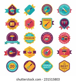 Kitchenware badge flat banner design background set, eps10