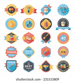Kitchenware badge flat banner design background set, eps10