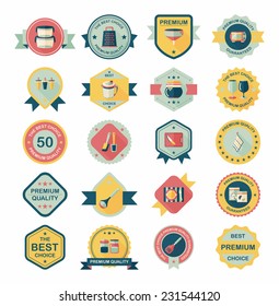 Kitchenware badge flat banner design background set, eps10