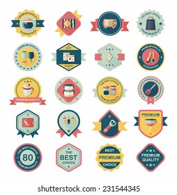 Kitchenware badge flat banner design background set, eps10