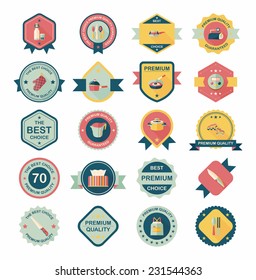 Kitchenware badge flat banner design background set, eps10