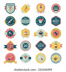 Kitchenware badge flat banner design background set, eps10