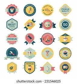 Kitchenware badge flat banner design background set, eps10