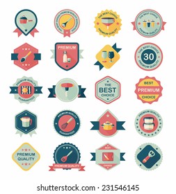 Kitchenware badge flat banner design background set, eps10