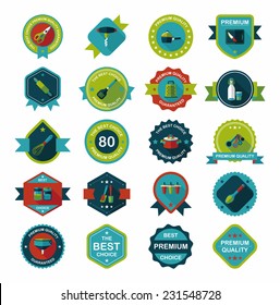 Kitchenware badge flat banner design background set, eps10