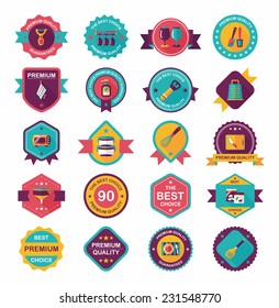 Kitchenware badge flat banner design background set, eps10
