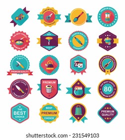 Kitchenware badge flat banner design background set, eps10