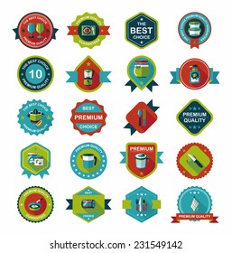 Kitchenware badge flat banner design background set, eps10