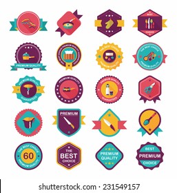 Kitchenware badge flat banner design background set, eps10