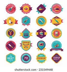 Kitchenware badge flat banner design background set, eps10