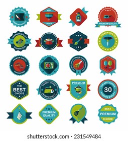 Kitchenware badge flat banner design background set, eps10