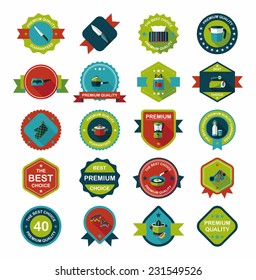 Kitchenware badge flat banner design background set, eps10