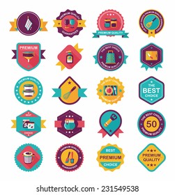 Kitchenware badge flat banner design background set, eps10