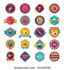 Kitchenware badge flat banner design background set, eps10