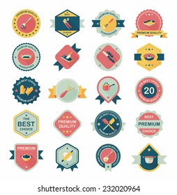 Kitchenware badge flat banner design background set, eps10