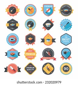 Kitchenware badge flat banner design background set, eps10