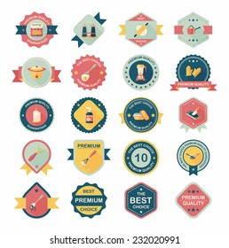 Kitchenware badge flat banner design background set, eps10