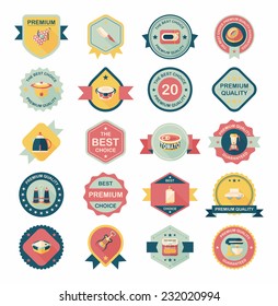 Kitchenware badge flat banner design background set, eps10