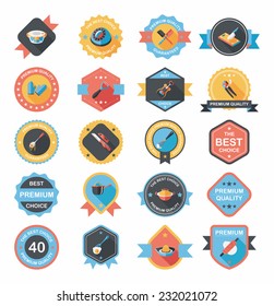 Kitchenware badge flat banner design background set, eps10