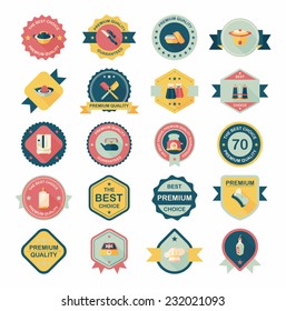 Kitchenware badge flat banner design background set, eps10