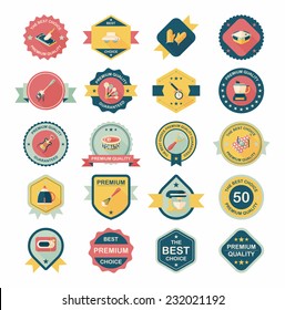 Kitchenware badge flat banner design background set, eps10
