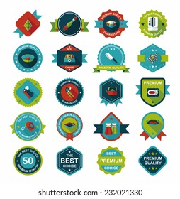 Kitchenware badge flat banner design background set, eps10