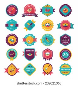 Kitchenware badge flat banner design background set, eps10