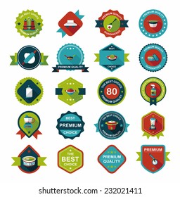 Kitchenware badge flat banner design background set, eps10